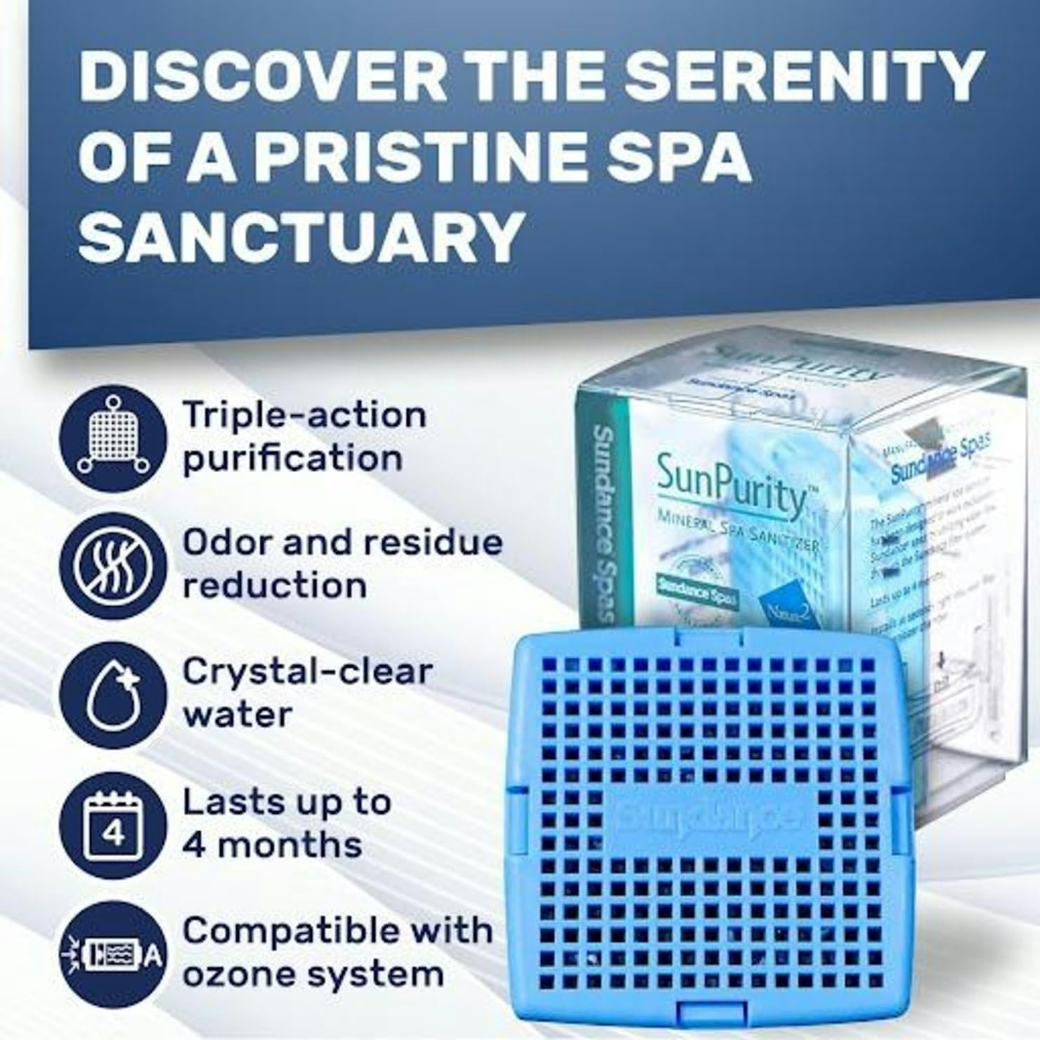 SunPurity Mineral Cartridge for Spa & Hot Tub Water Treatment - Natural Purification for Relaxing & Clean Soaking Experience