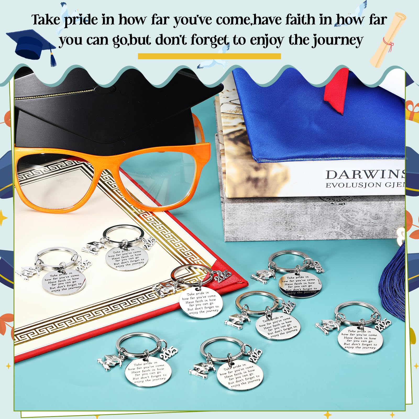 **2025 Graduation Keychain Bulk - Inspirational Motivational Gift for Graduates, Class of 2025 Keychains - Perfect for Graduation Parties, School Events & Gift Giving**