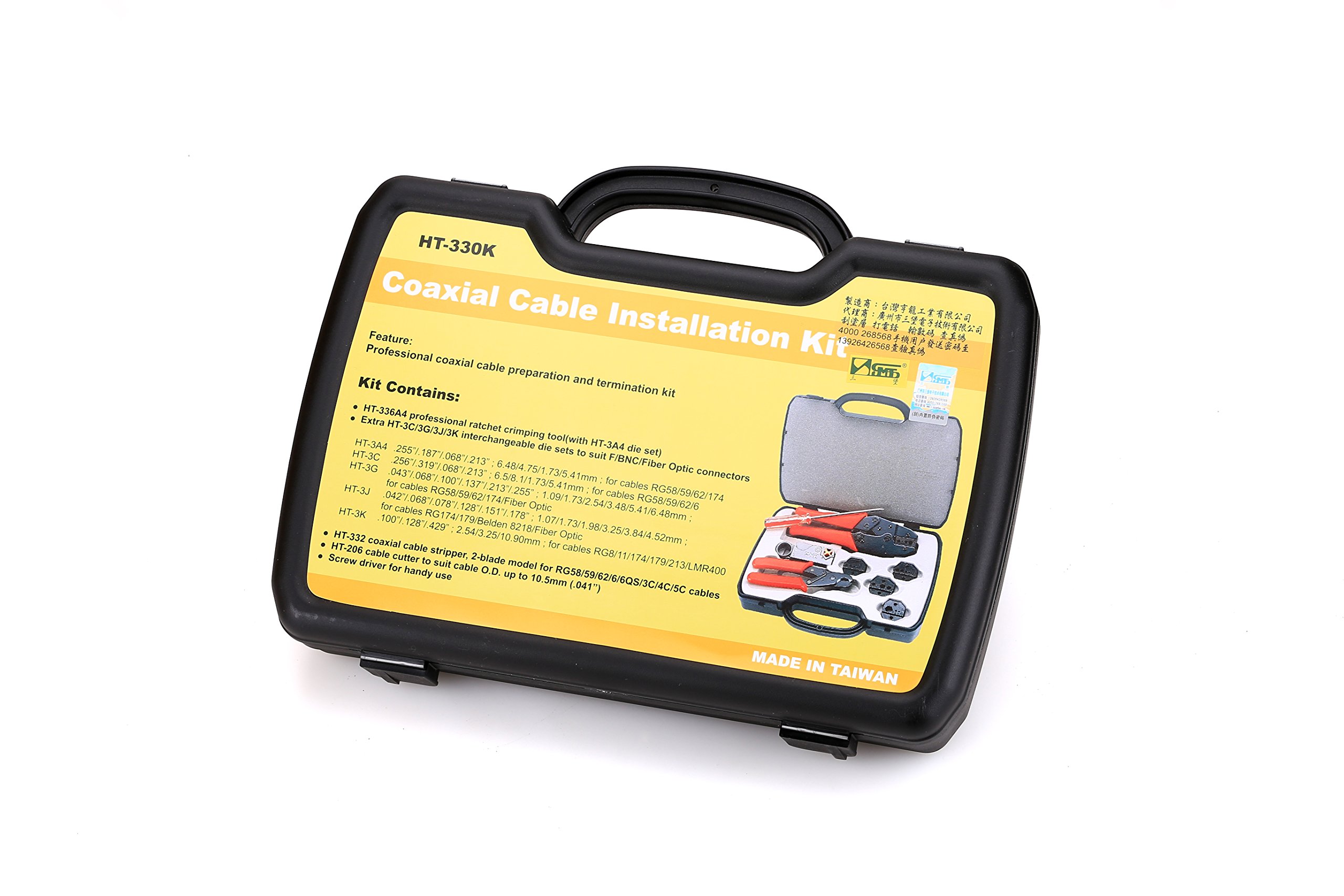 HT-330K Professional Portable Network Tool Kit - Crimping Tool, Wire Stripper, Cutter, Screwdriver & 4 Crimp Models for Ethernet Cable Installation & Repair | Ideal for IT Technicians, Network Engineers & DIY Home Networking