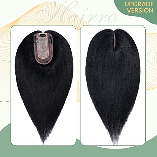 Clip in Human Hair Topper with Silk Base - Natural Looking Hairpiece for Thinning Hair - Perfect for Daily Wear, Special Occasions & Styling