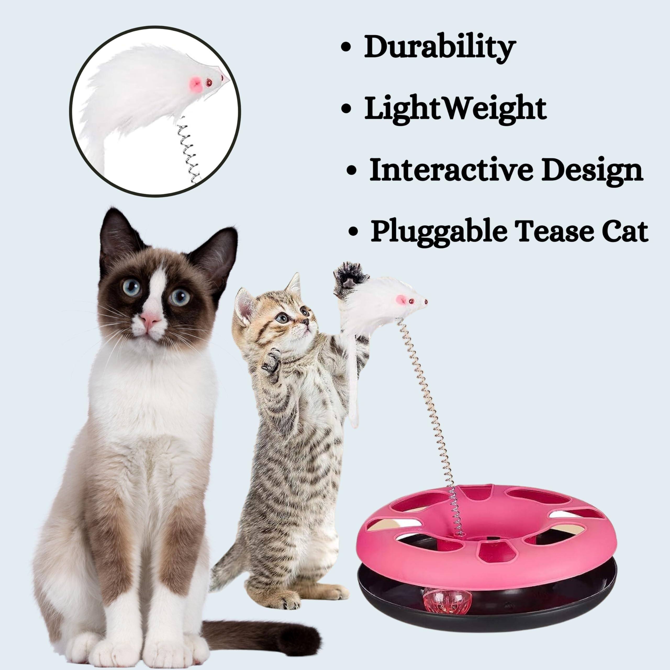 2-in-1 Cat Happy Circle Toy & Feeding Bowl Set for Kittens - Interactive Ball Bell, Teasing Stick & Non-Toxic Pet Food/Water Dish | Perfect for Playtime & Mealtime Fun