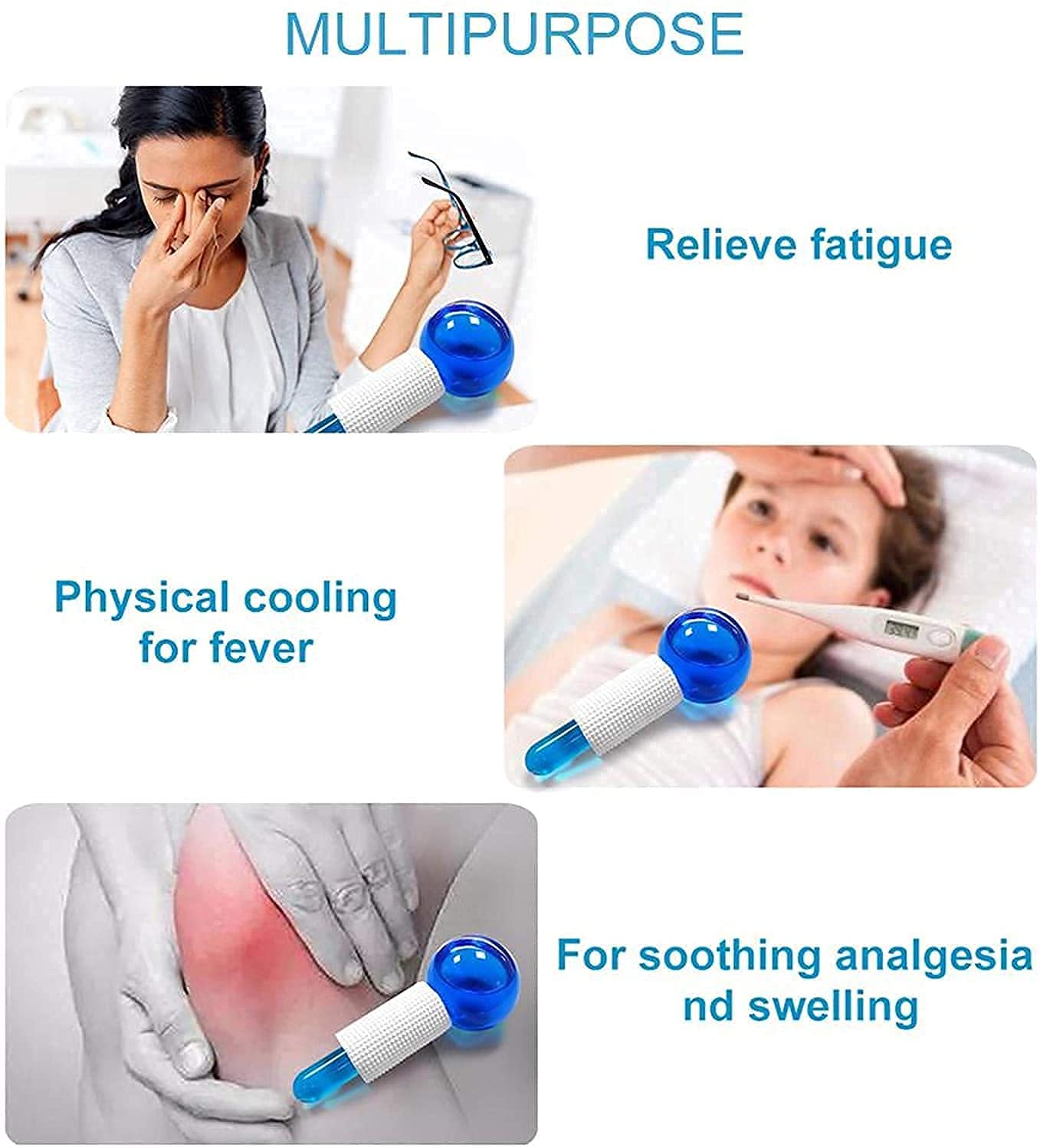 MAHOSTAV Facial Ice Globe - Cooling Face Roller Ball for Puffiness & Wrinkles, Smart Magic Massage Tool for Face & Neck, Spa & Skincare Routine, Perfect for Morning Routine & Post-Workout Recovery
