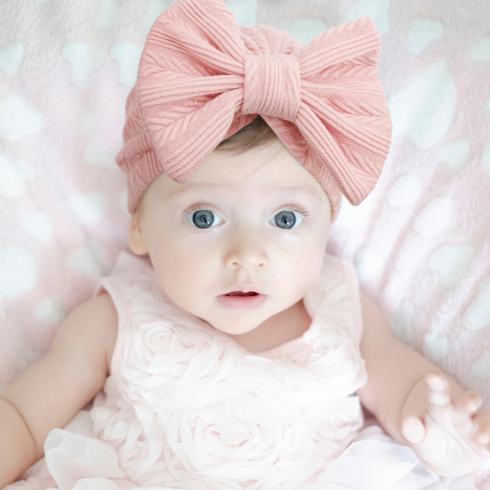 Newborn Baby Hats and Mittens Set - Soft Infant Bow Beanie Cap & Toddler Gloves for Baby Boy & Girl - Perfect for Hospital, Photography & Winter Outfits