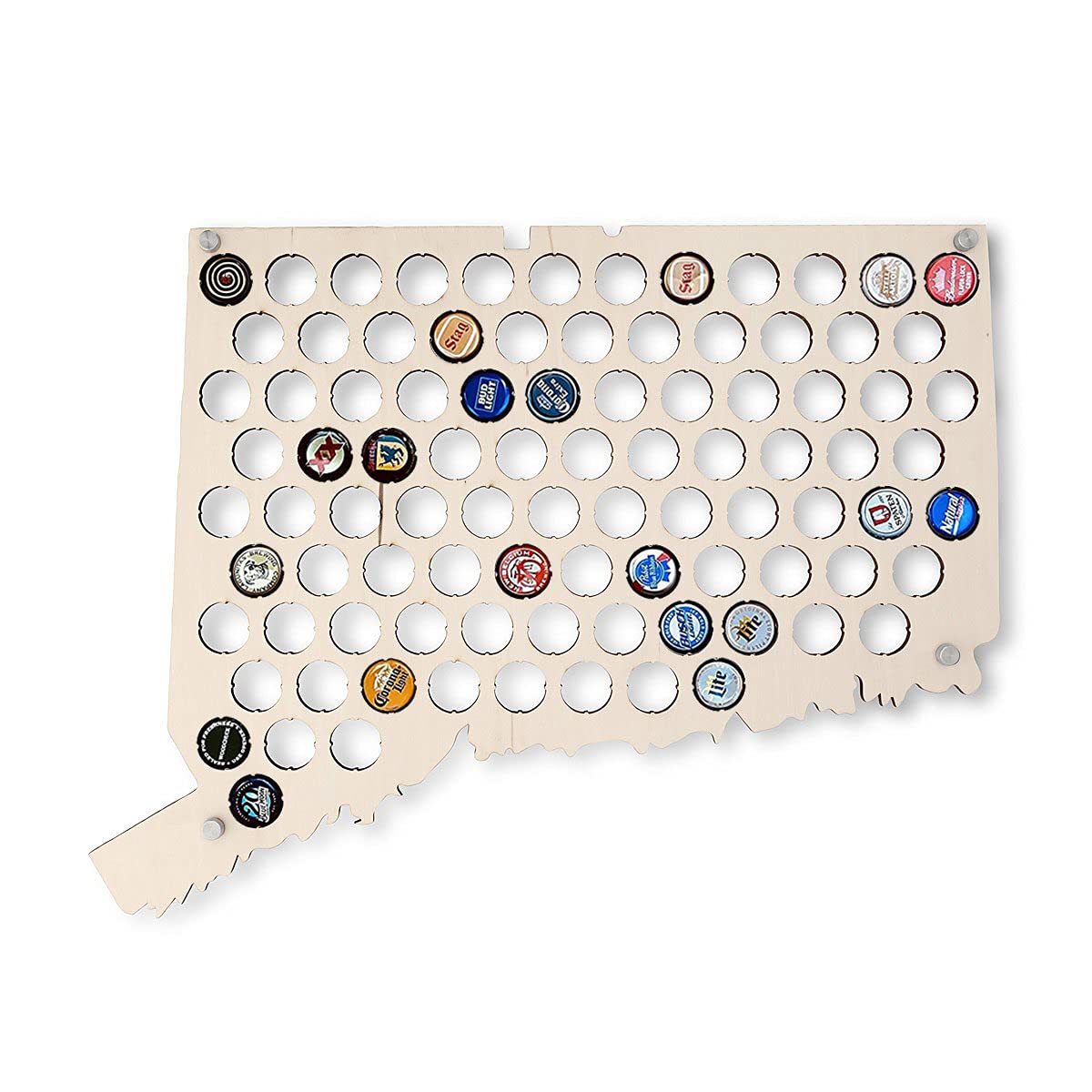 Torched Beer Cap Map - Connecticut USA Beer Cap Holder Wall Decor | Unique Beer Lover Gift for Men | Man Cave & Bar Decor | Perfect for Home Bars, Basement Decor & Beer Enthusiast Collections