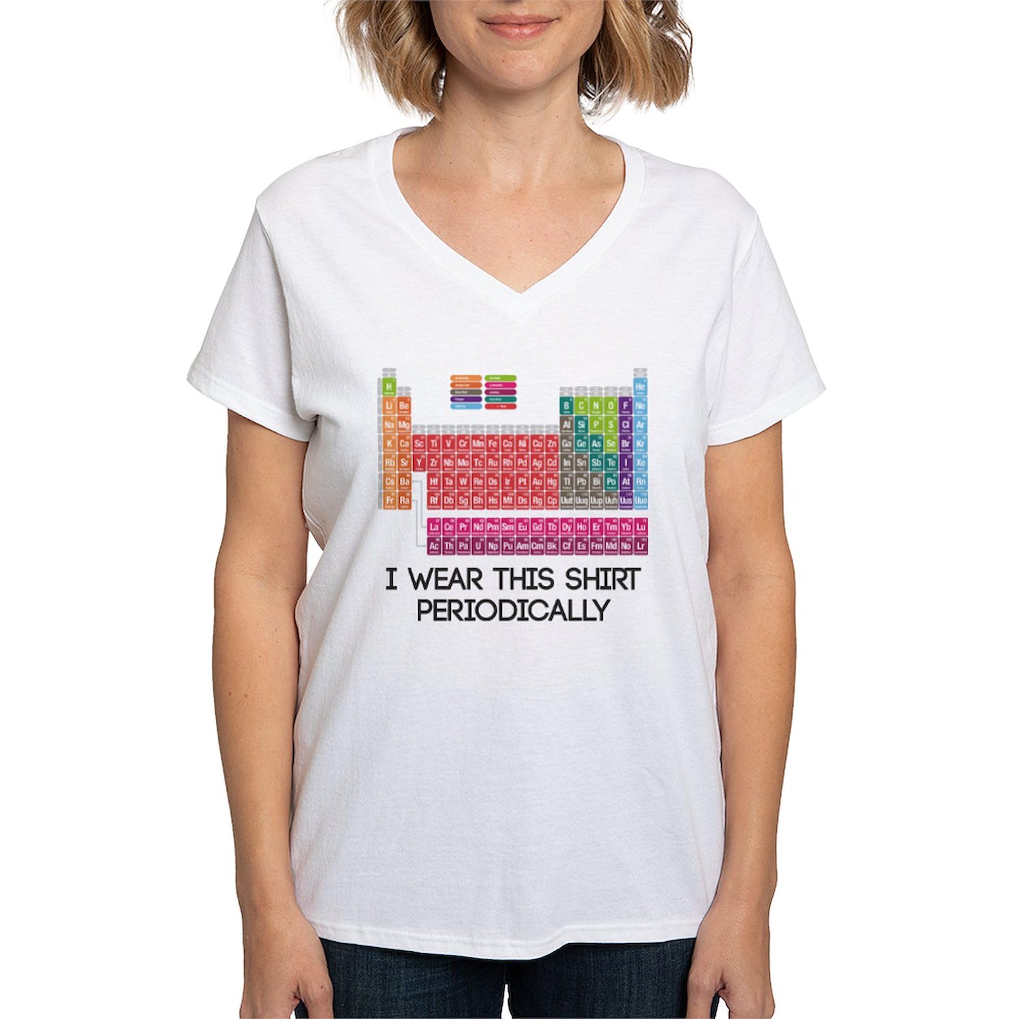 Funny Periodic Table Science T-Shirt for Women - Soft Cotton V-Neck Tee - Perfect for Chemistry Students, Teachers & Nerdy Gift Ideas