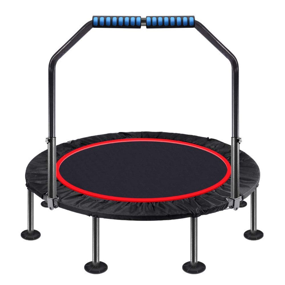 TBTBGXQ 47-Inch Foldable Fitness Trampoline for Adults with Adjustable Handrail - Rebounder for Indoor/Outdoor Exercise, Cardio Workout, Yoga & Garden Fitness