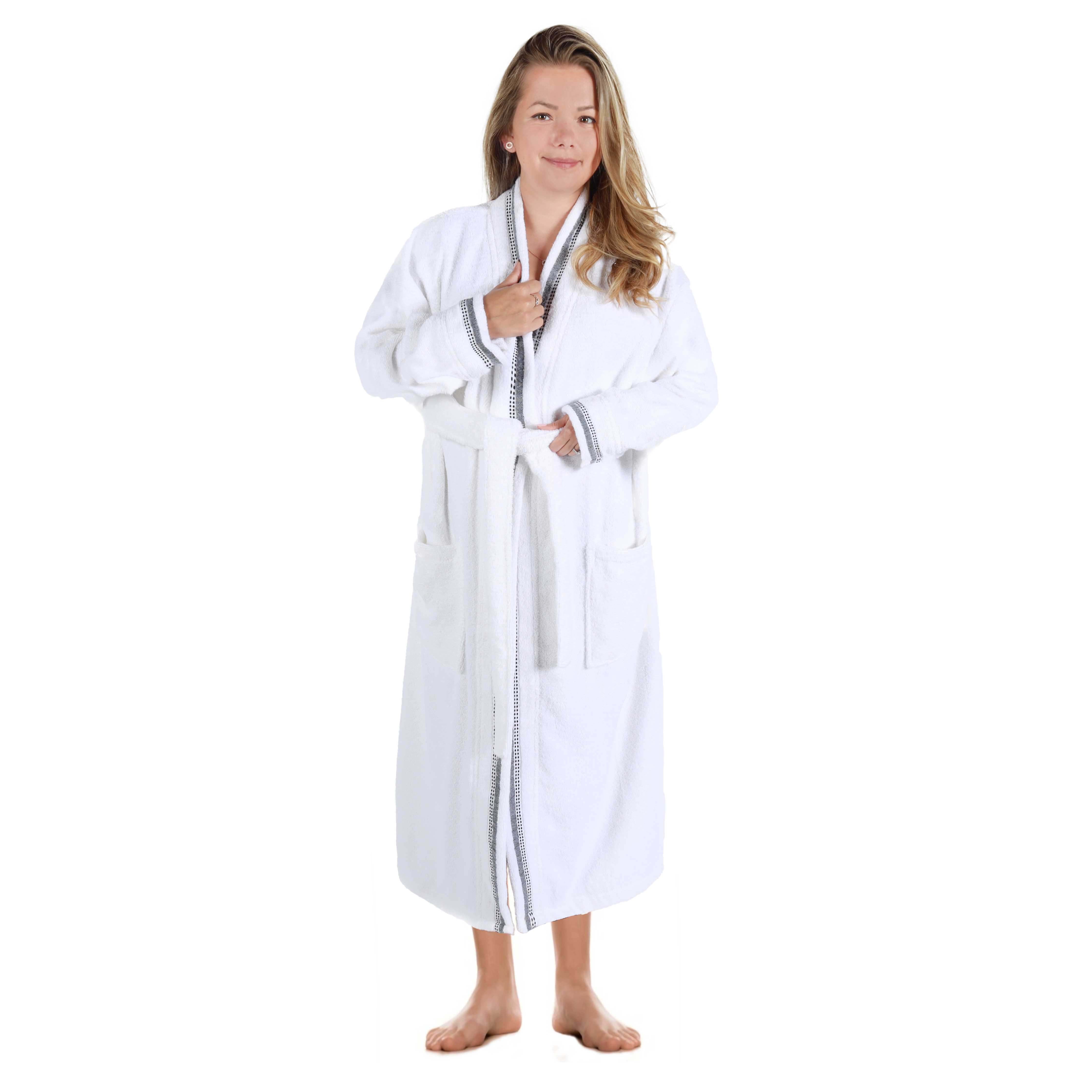 Unisex Cotton Terry Kimono Bathrobe with Embroidery - Soft & Absorbent for Spa, Beach & Home Relaxation