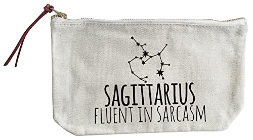 **Moonlight Makers Sagittarius Makeup Bag - Zodiac Canvas Zipper Pouch for Pencils, Pens & Cosmetics | Travel Toiletry Organizer & School Supplies Holder | Perfect for Travel, School & Daily Use**