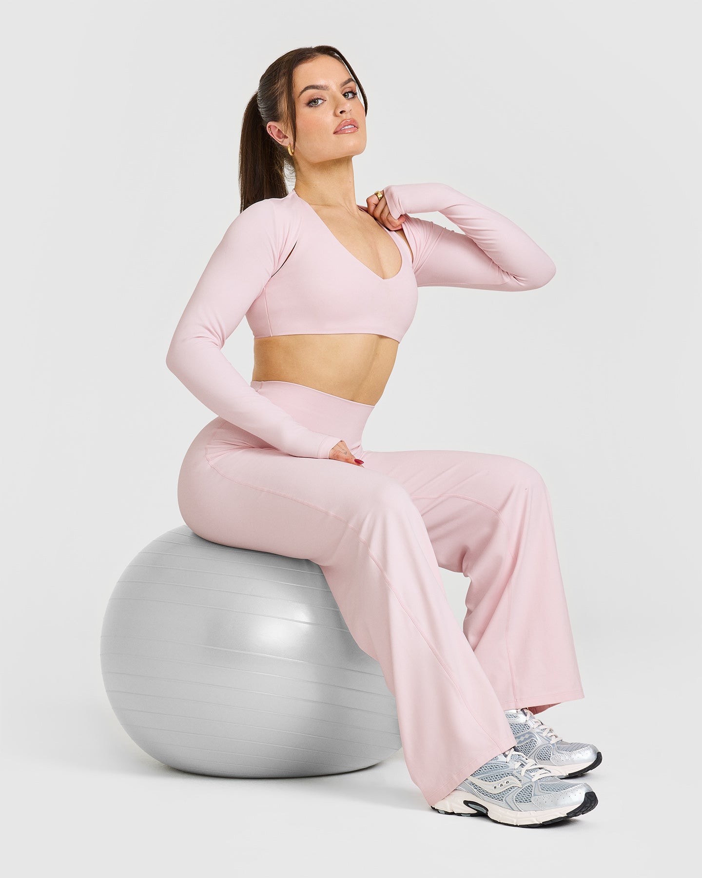 SoftMotion™ Long Sleeve Ballet Pink Shrug - Elegant Cover-Up for Dance, Yoga & Casual Wear | Lightweight Stretch Fabric for Comfort