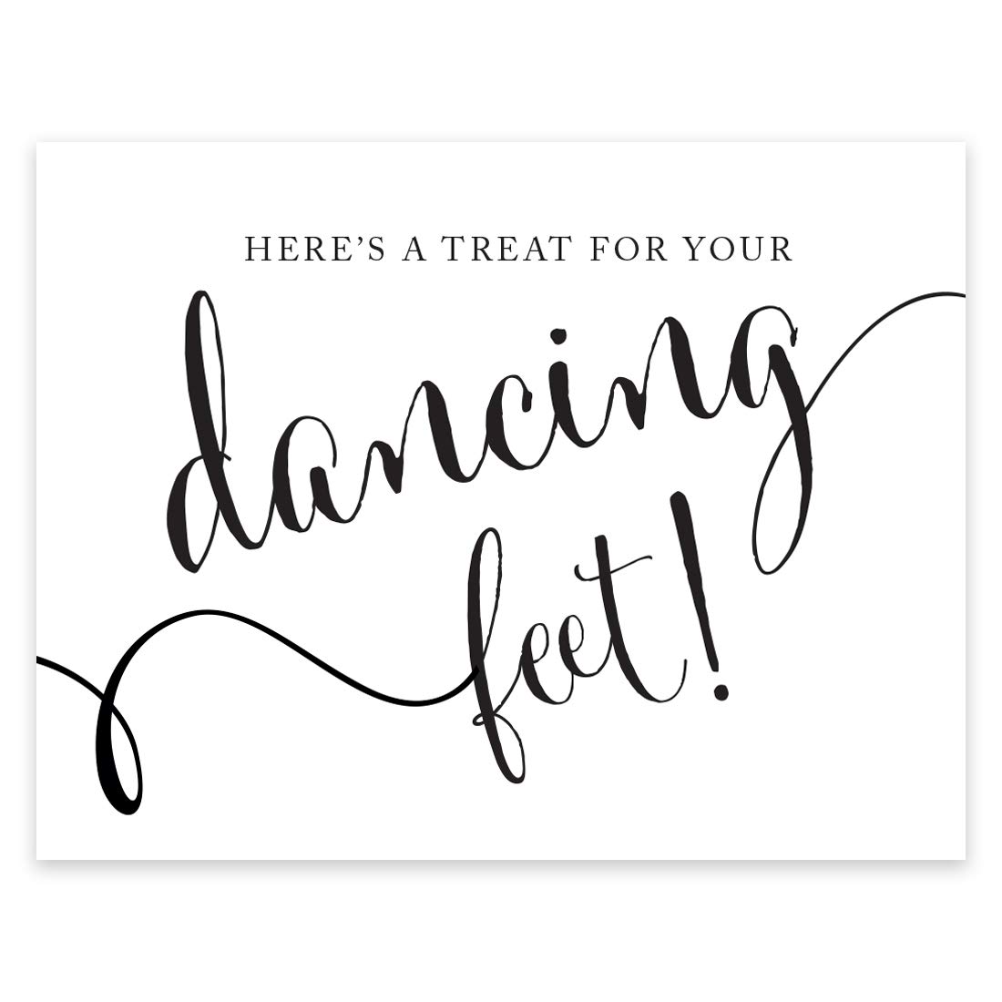 Elegant Black and White Wedding Party Sign - 8.5x11 Inch 'Here's a Treat for Your Dancing Feet' Flip Flop & High Heel Shoe Design - Perfect for Wedding Receptions, Bridal Showers & Dance Floor Decor (1-Pack)