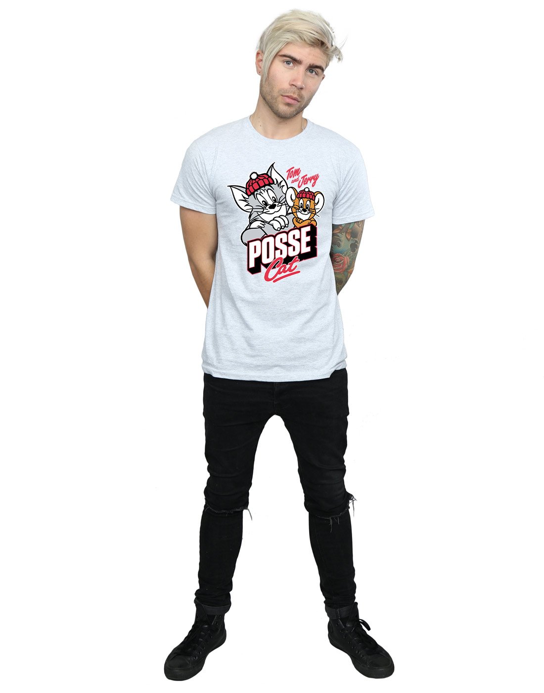 TOM and JERRY Men's Graphic T-Shirt - Cartoon Cat Print Cotton Tee for Casual Wear - Medium Size Sport Grey - Perfect for Everyday Outfits & Fan Gifts
