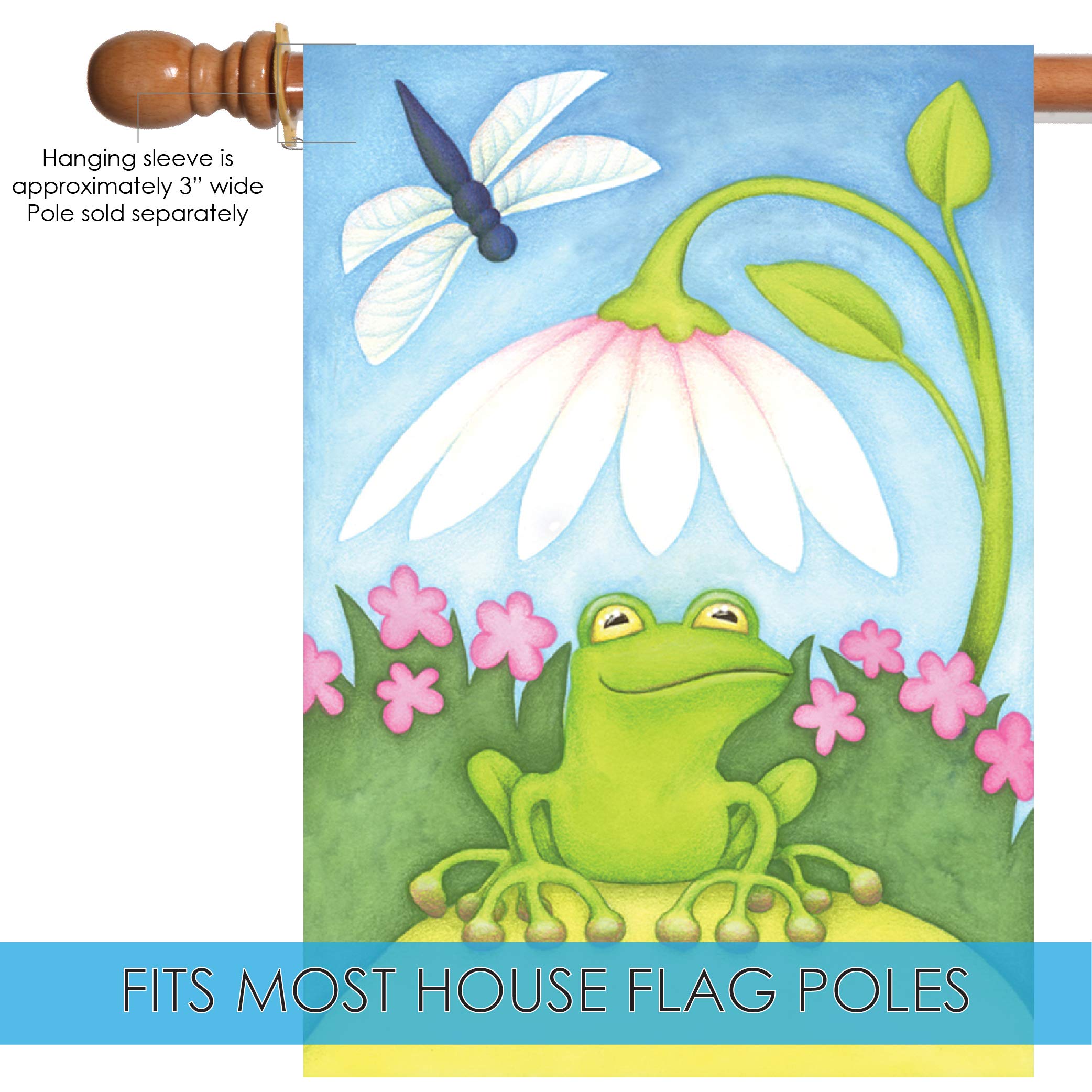 Toland Home Garden 100074 Little Green Frog Double Sided Garden Flag - 28x40 Inch Outdoor Decorative Frog Flag for Yard, House & Flower Beds - Perfect for Spring Decor, Patio Parties & Front Porch Displays