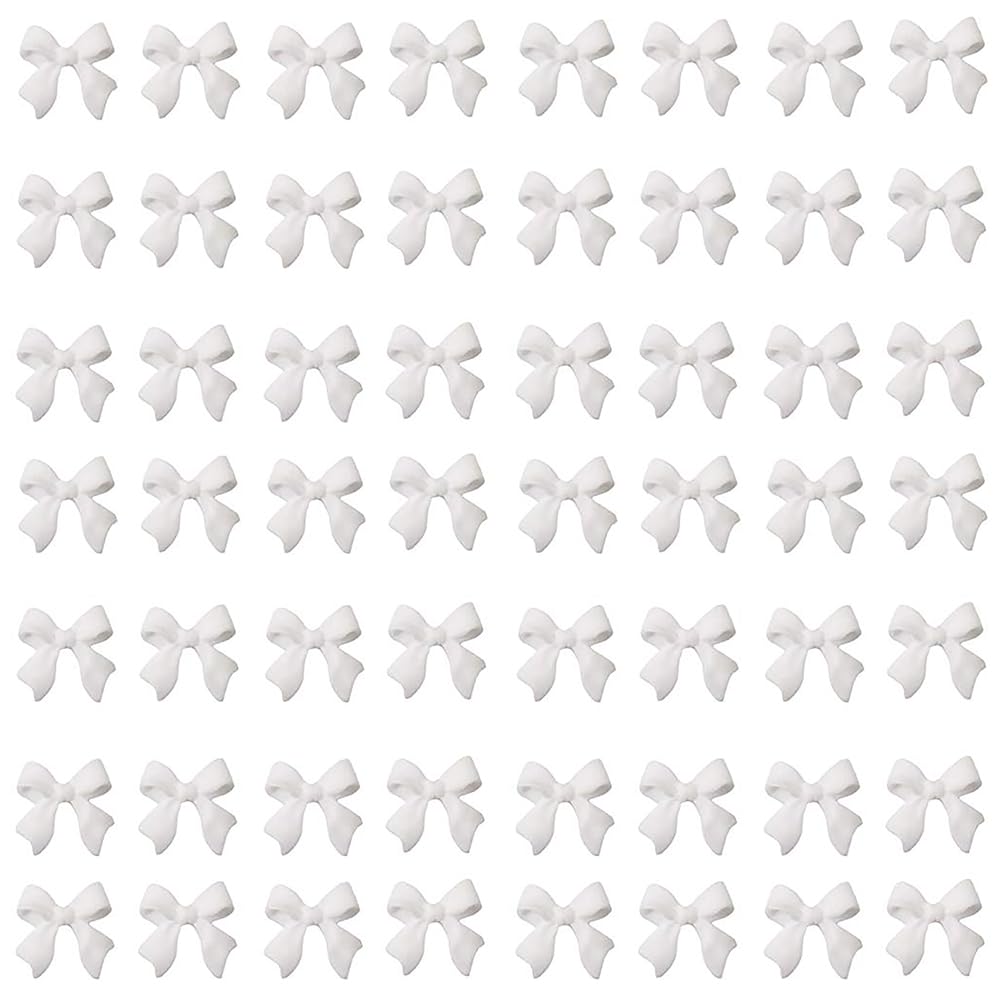 100 Pcs White 3D Bow Nail Charms for Women - Resin Rhinestone Bowknot Nail Art Decorations | DIY Manicure Accessories for Wedding, Party & Special Occasions