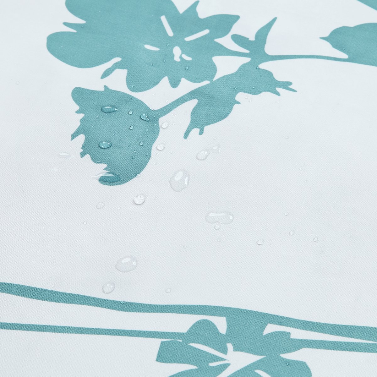 Blue and White Floral Shower Curtain - Teal and Brown Botanical Bathroom Curtain 72x72 Inches - Waterproof Fabric for Modern Bathroom Decor - Perfect for Spa, Master Bath, and Guest Bathrooms