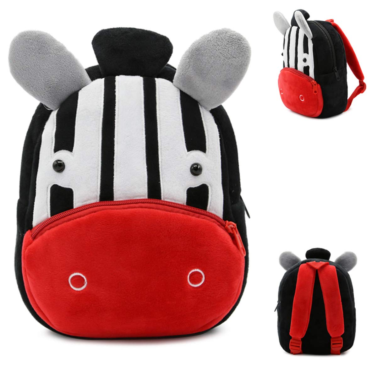KISSOURBABY Zebra Print Backpack for Toddlers - Cute Dinosaur Themed Book Bag for Boys & Girls, Lightweight School Backpack with Adjustable Straps (Zebra Pattern) - Perfect for Preschool, Daycare, Travel & Outdoor Adventures