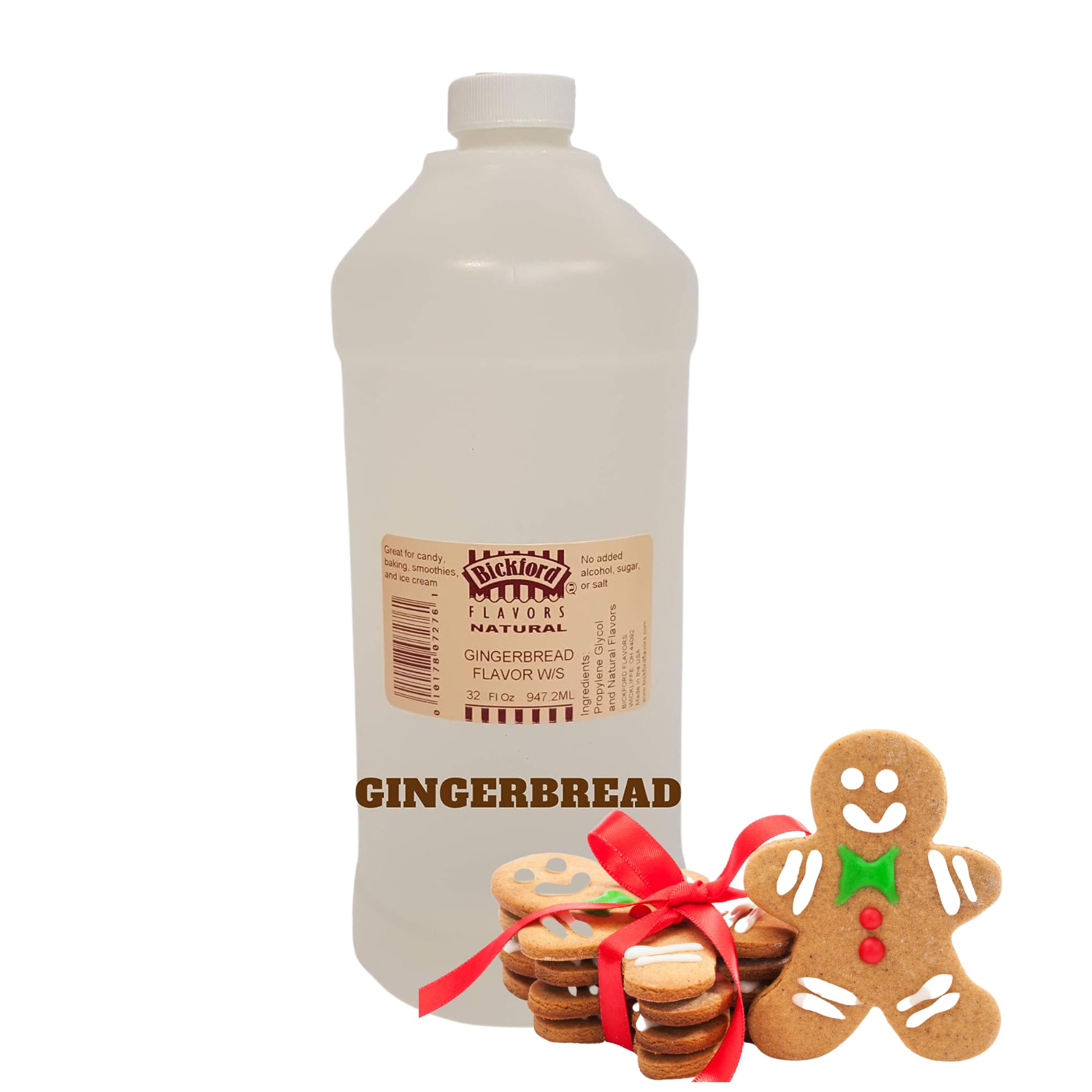 Bickford 4X Gingerbread Flavor Extract - 32 fl oz | Gluten Free, Kosher, Vegan Baking Flavoring | No Sugar Added | Perfect for Cookies, Cakes & Holiday Treats | Bulk Gourmet Food Flavoring