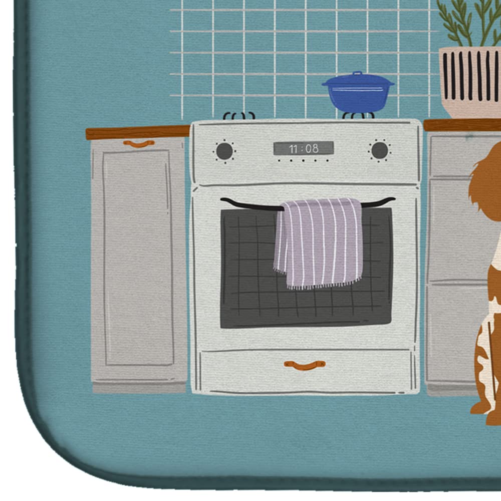 Brittany Spaniel Kitchen Dish Drying Mat - Absorbent Countertop Pad for Dishes | 14x21 Inch Multicolor Non-Slip Drainer Mat | Perfect for Kitchen Counter, Sink Area & Dish Rack Organization