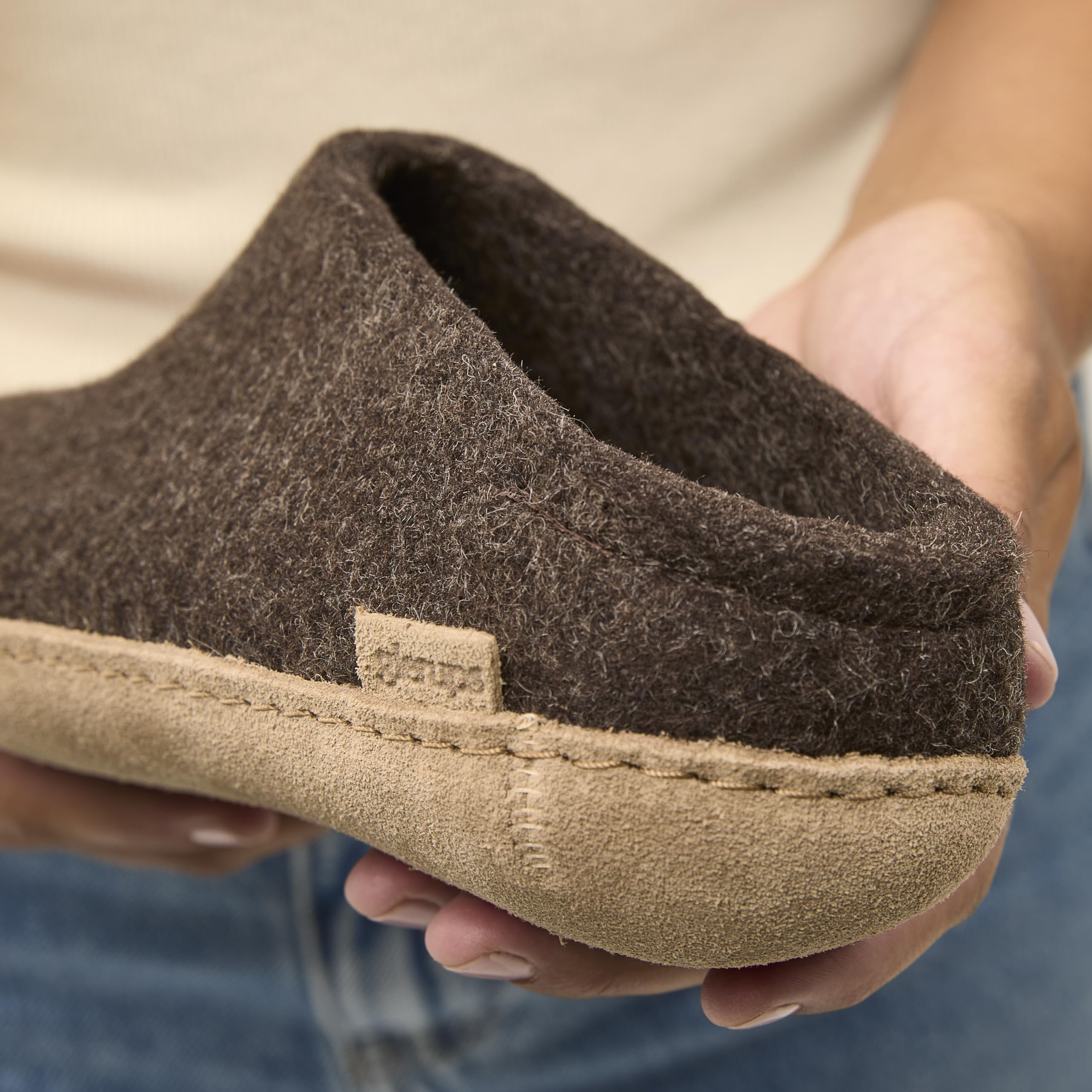 Glerups Unisex B-04 Wool Felt Slippers Size 40 M Brown - Cozy Indoor House Shoes for Men & Women - Perfect for Home, Office & Relaxation