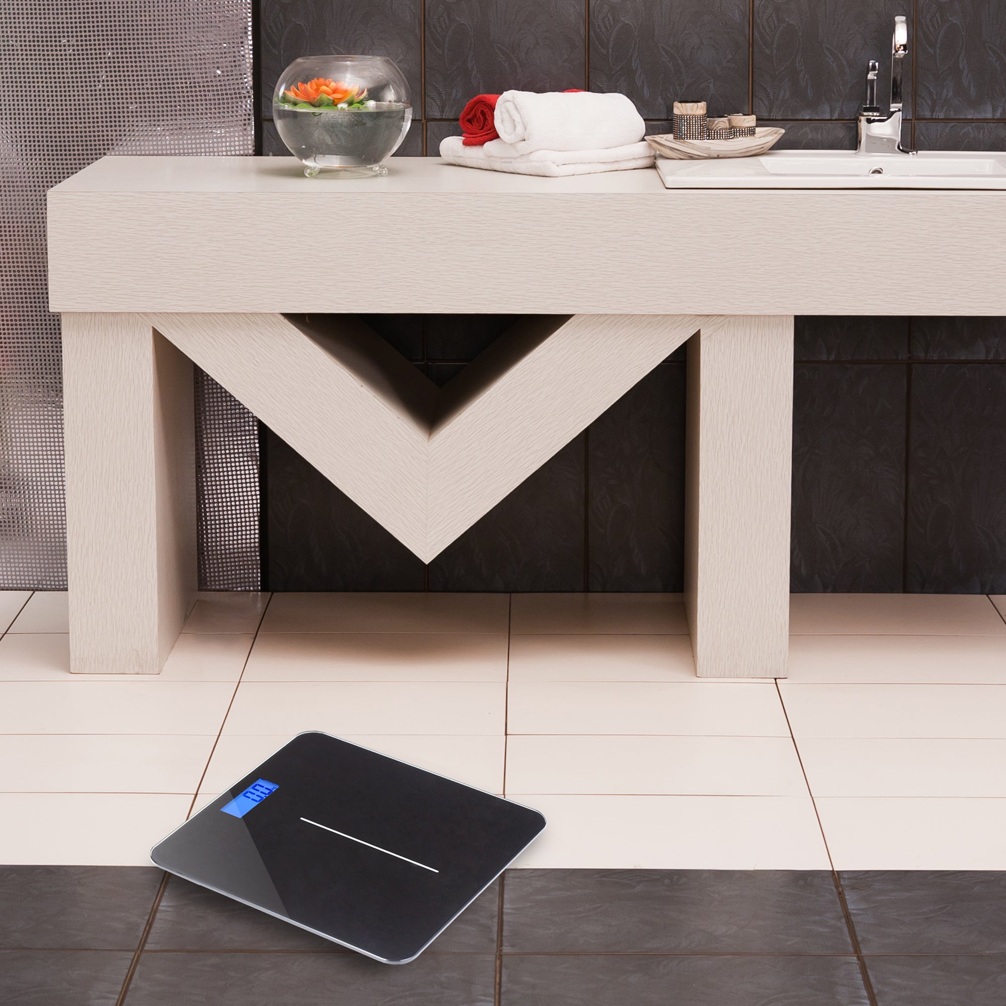 Smart Digital Bathroom Scale - Accurate Body Weight Measurement with Auto Step-On Technology, Ultra Slim Design in Black - Perfect for Home Gym, Health Tracking & Fitness Enthusiasts