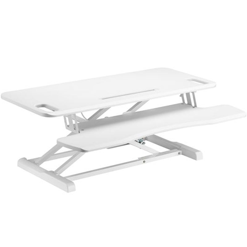 Brateck Height Adjustable Gas Spring Scissor Lift Sit Stand Desk Converter - White (110-505mm) | Perfect for Home Office, Gaming Setup & Ergonomic Workspace
