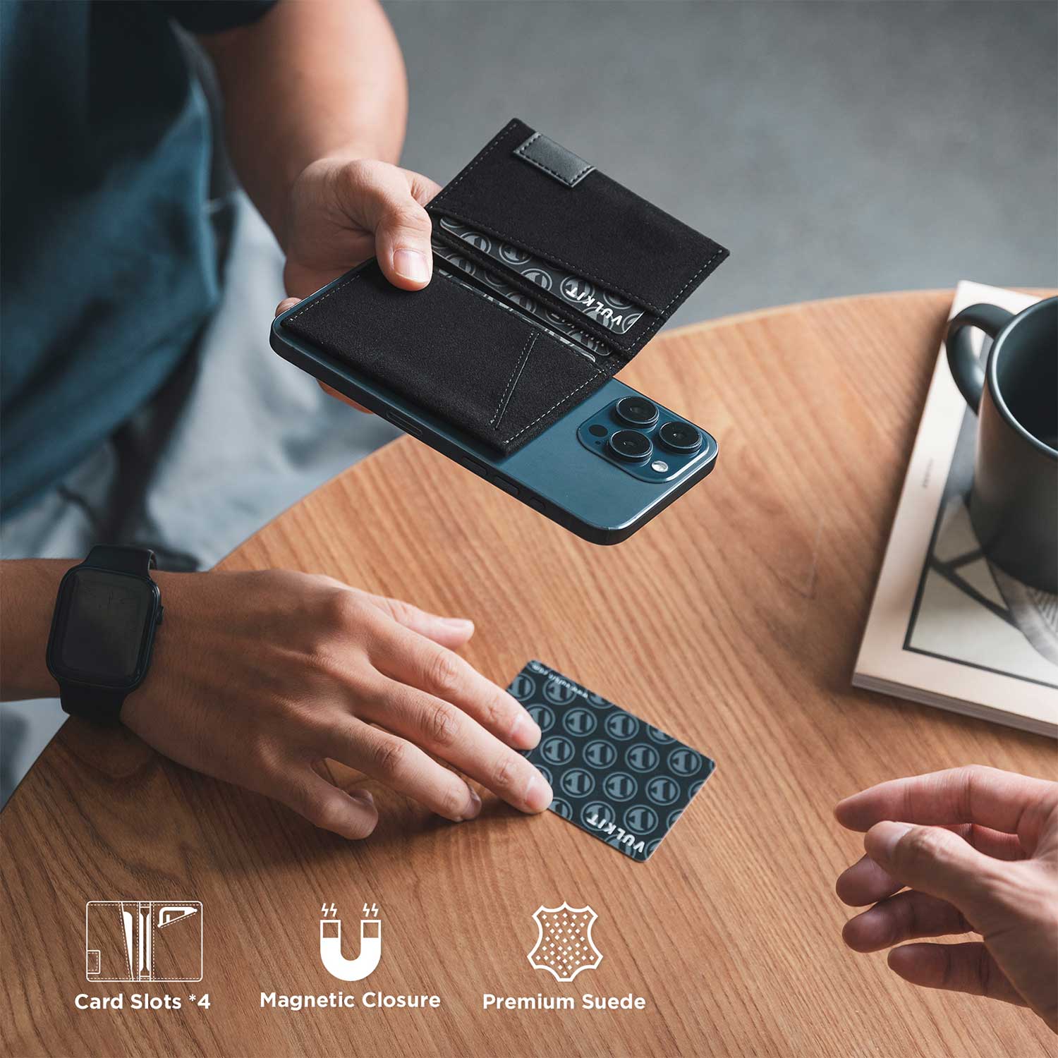VPA111 Phone Card Holder Wallet for iPhone 12/13/14/15 Series - Slim RFID Blocking Wallet Case with Card Slots | Perfect for Travel, Shopping & Everyday Use
