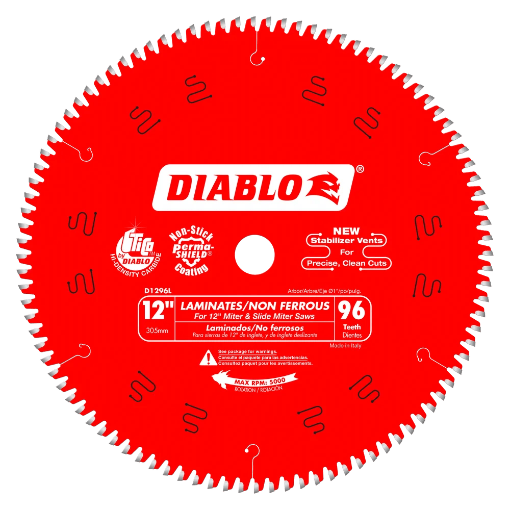 12-Inch 96-Tooth Laminate & Aluminum Cutting Saw Blade - 4 Pack for Woodworking, Metal Cutting, and DIY Projects