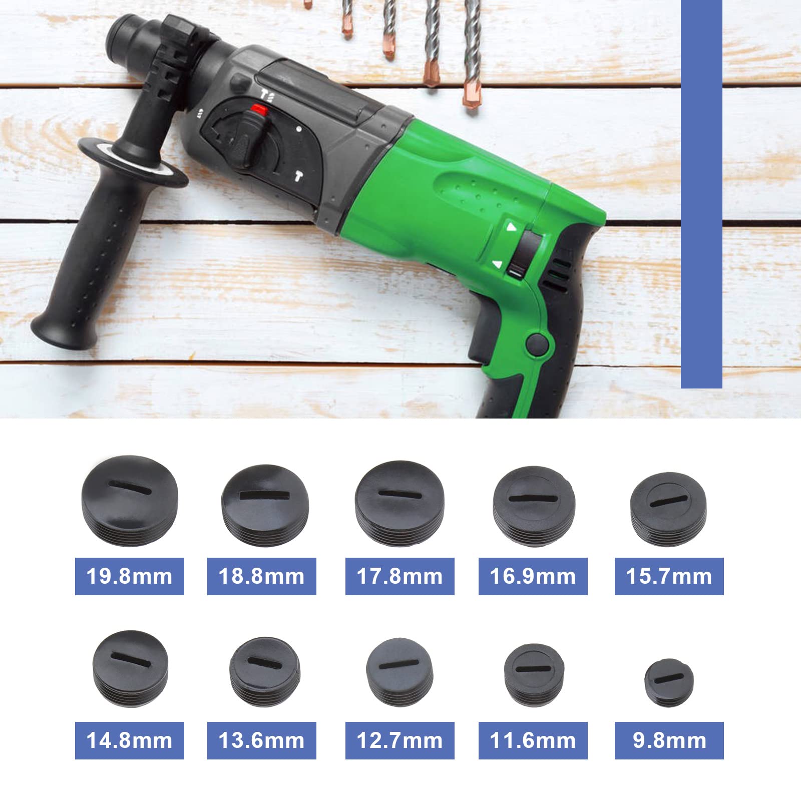 50pcs Black Carbon Brush Replacement Set with Slotted Connector (10mm-20mm Multi Diameter) for Hammer Grinder & Power Tools - Perfect for DIY Repairs & Professional Maintenance