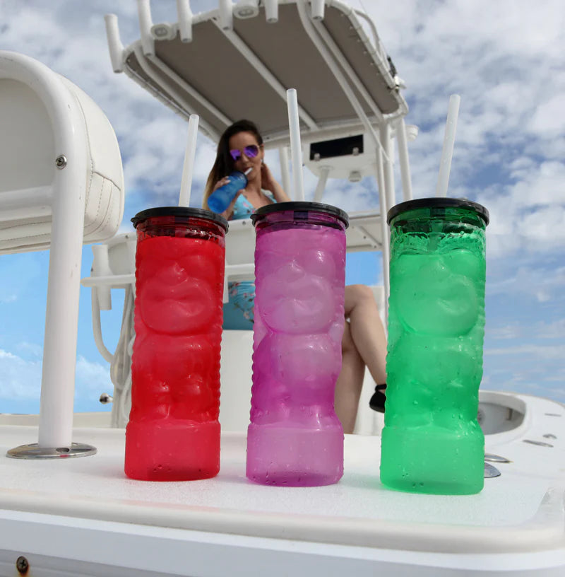 BarConic® 24 oz Tiki Cup with Lid & Straw - Insulated Stainless Steel Tropical Drinkware for Cocktails, Smoothies & Iced Coffee - Perfect for Beach Parties, Poolside Sipping & Summer BBQs