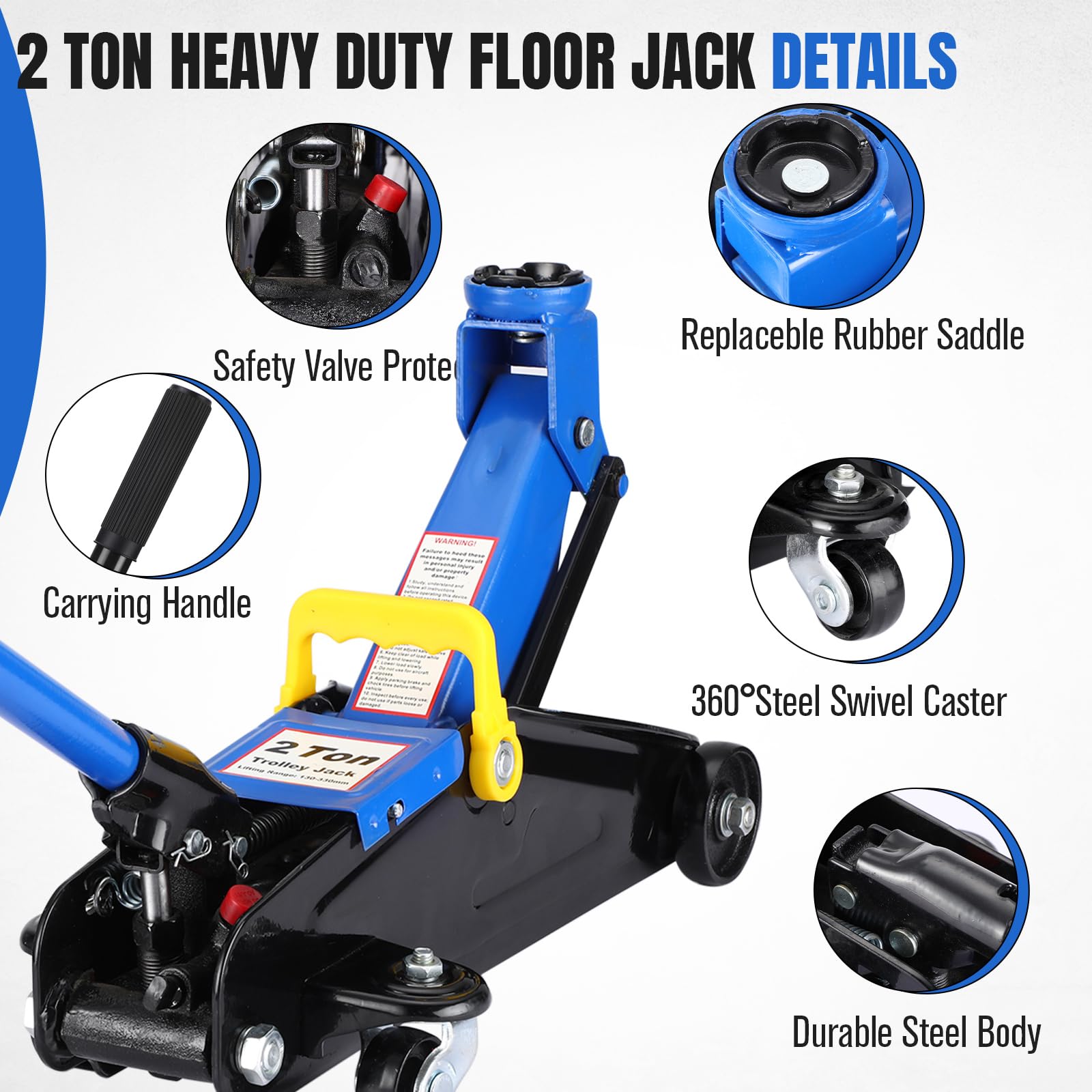 GARVEE 2 Ton Hydraulic Floor Jack - Low Profile 4400 Lbs Capacity, Quick Lift Pump, Heavy Duty Steel Construction (3.35