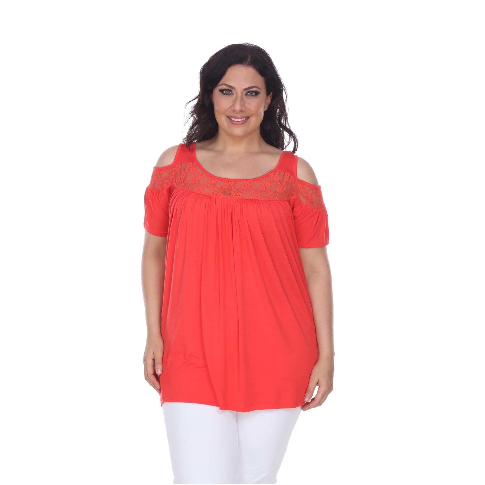Plus Size Bexley Tunic Top for Women - Stylish Red Blouse for Casual Wear & Office Outfits | Flattering Loose Fit Tunic Shirt for Curvy Ladies