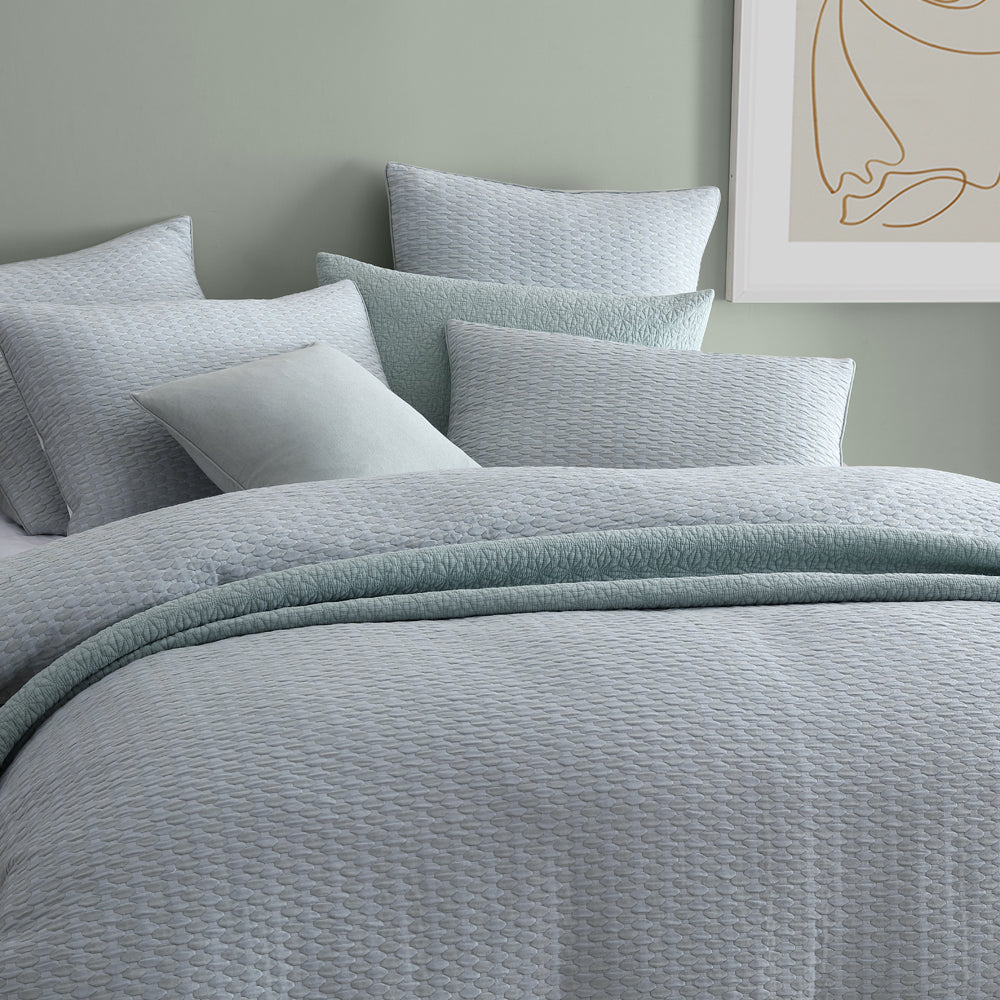 Frankie Sage Quilt Cover Set - King Size Bedding with Soft Cotton Fabric for Luxurious Comfort | Perfect for Master Bedroom, Guest Room & Hotel Decor