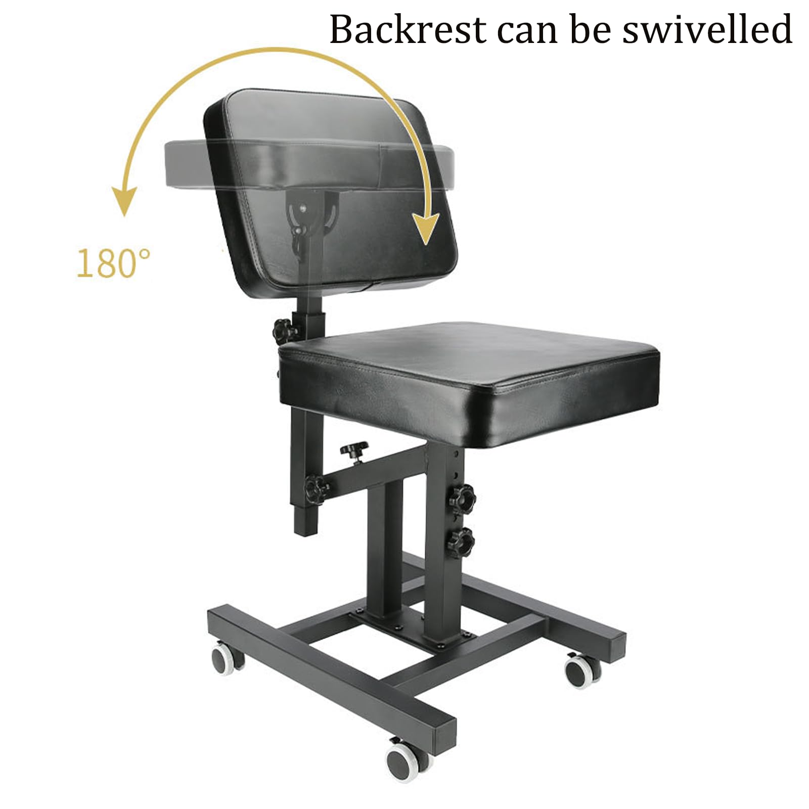 HOINCO Adjustable Tattoo Chair with Armrest - Multifunctional Beauty Salon Stool for Artists, Tattooists & Makeup Artists | Perfect for Tattoo Studios, Beauty Salons & Home Use - Black
