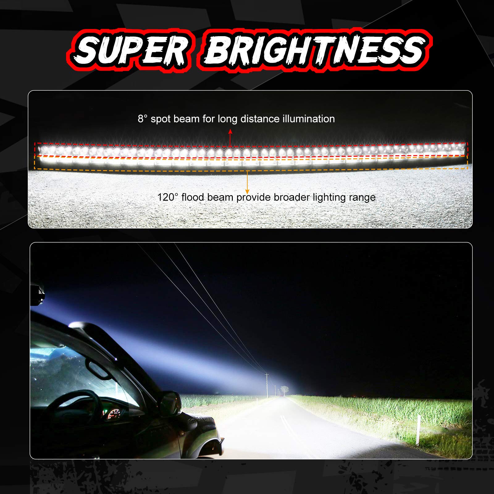14 Inch & 54 Inch Yellow LED Light Bars with Wiring Harness Kit - Waterproof Off-Road Lighting for Trucks, ATVs, UTVs, Jeeps, Boats & Trailers