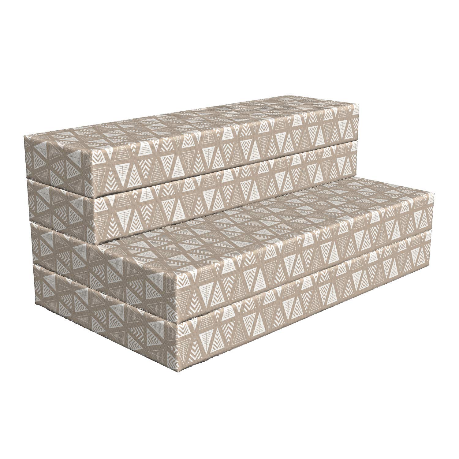 Ambesonne Geometric Foldable Mattress - Abstract Neutral Triangle Design, 78.7