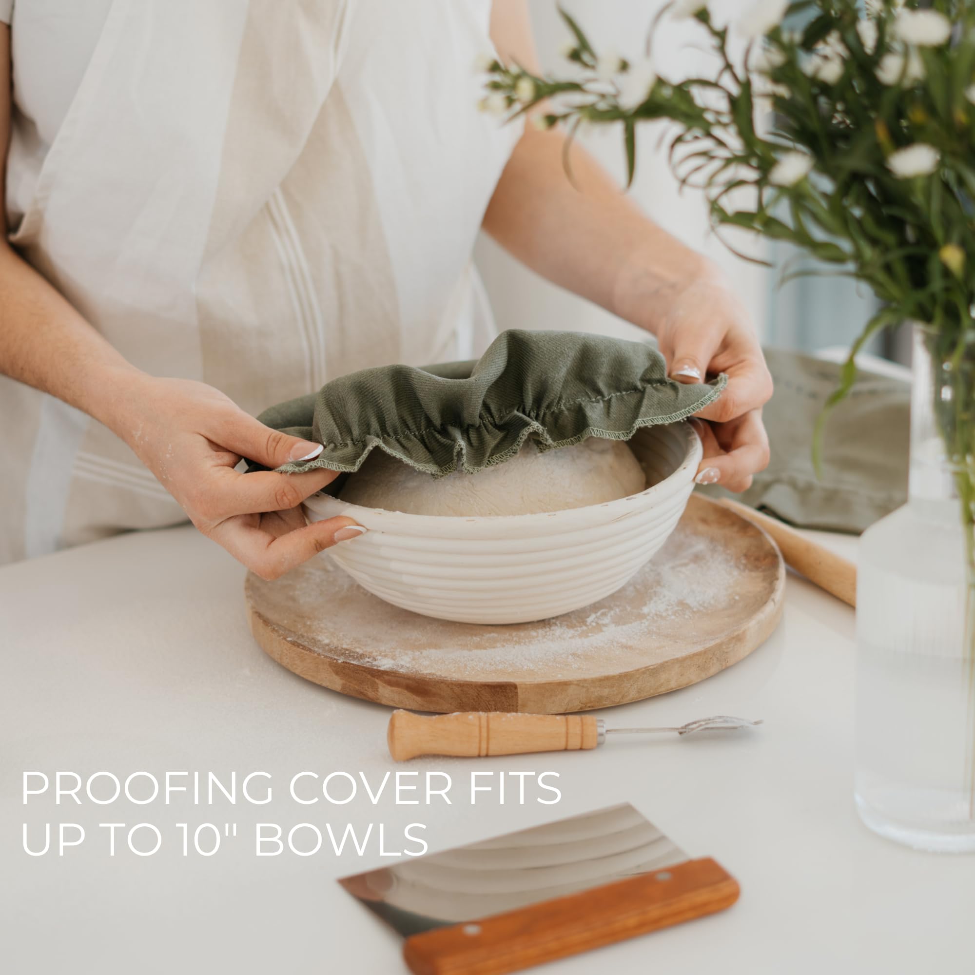 Premium Linen Bread Bag Set with Proofing Cover - Fresh Homemade Sourdough Storage - Reusable & Washable Bread Keeper - Perfect for Artisan Baking, Picnics & Gift Giving