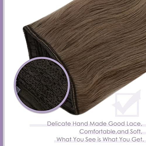 Premium Fish Line Halo Hair Extensions with Invisible Clips - Seamless 100% Human Hair Extensions for Length & Volume - Perfect for Weddings, Parties & Daily Styling