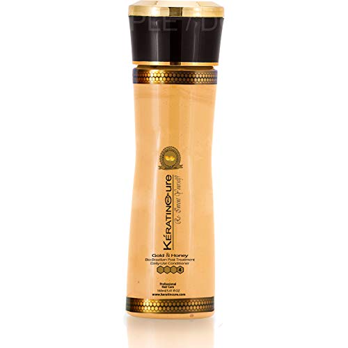 Keratin Cure Gold & Honey Hair Conditioner with Argan Oil - Sulfate Free Treatment for Dry & Damaged Hair - Infused with Silk Proteins & Keratin - Safe for All Hair Types Including Women, Men, Beards, Teens & Kids - Color Treated Friendly - 5 oz - Perfect for Daily Hydration & Repair