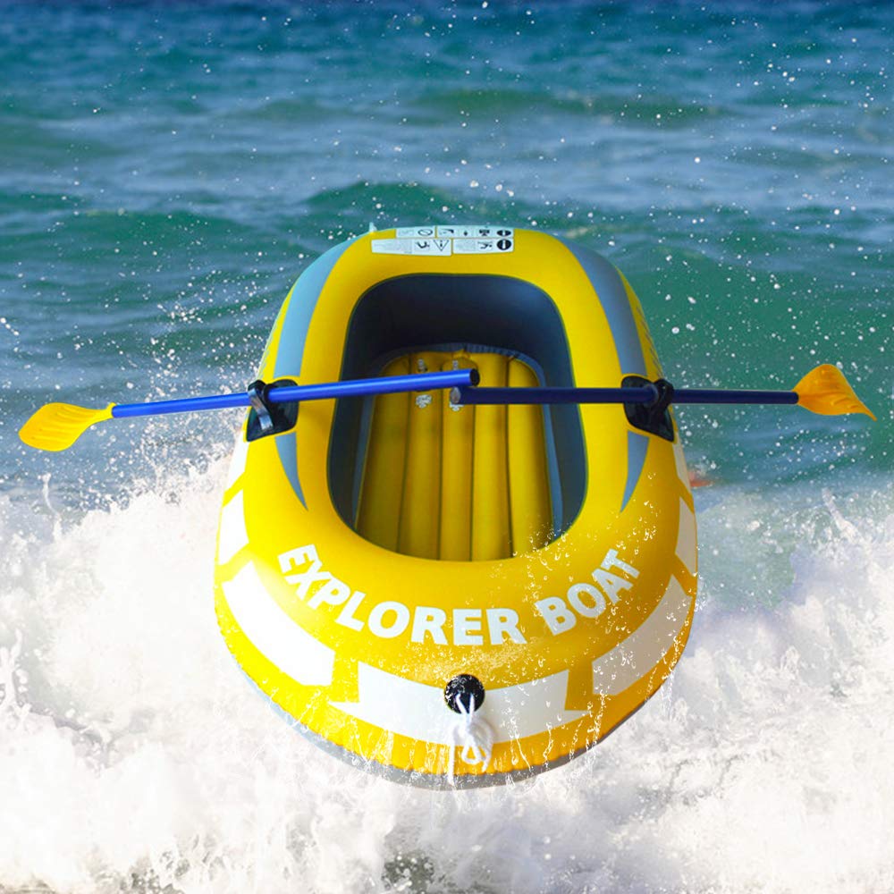 **Inflatable Kayak for Adults - Single Person Fishing Boat, Portable PVC Canoe with Pump & Paddle - Heavy Duty & Stable for Lakes, Rivers & Ocean - Yellow**