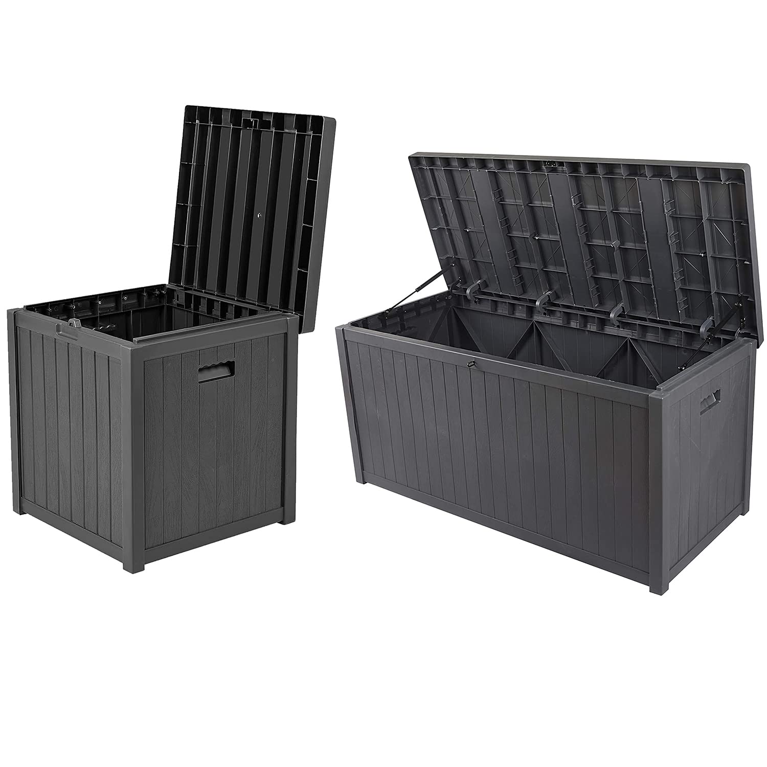**SUNVIVI Outdoor Deck Storage Box – 120 & 51 Gallon Waterproof Resin Patio Storage Bin for Cushions, Pool Supplies, Garden Tools – Grey – Perfect for Backyard, Patio, and Poolside Organization**