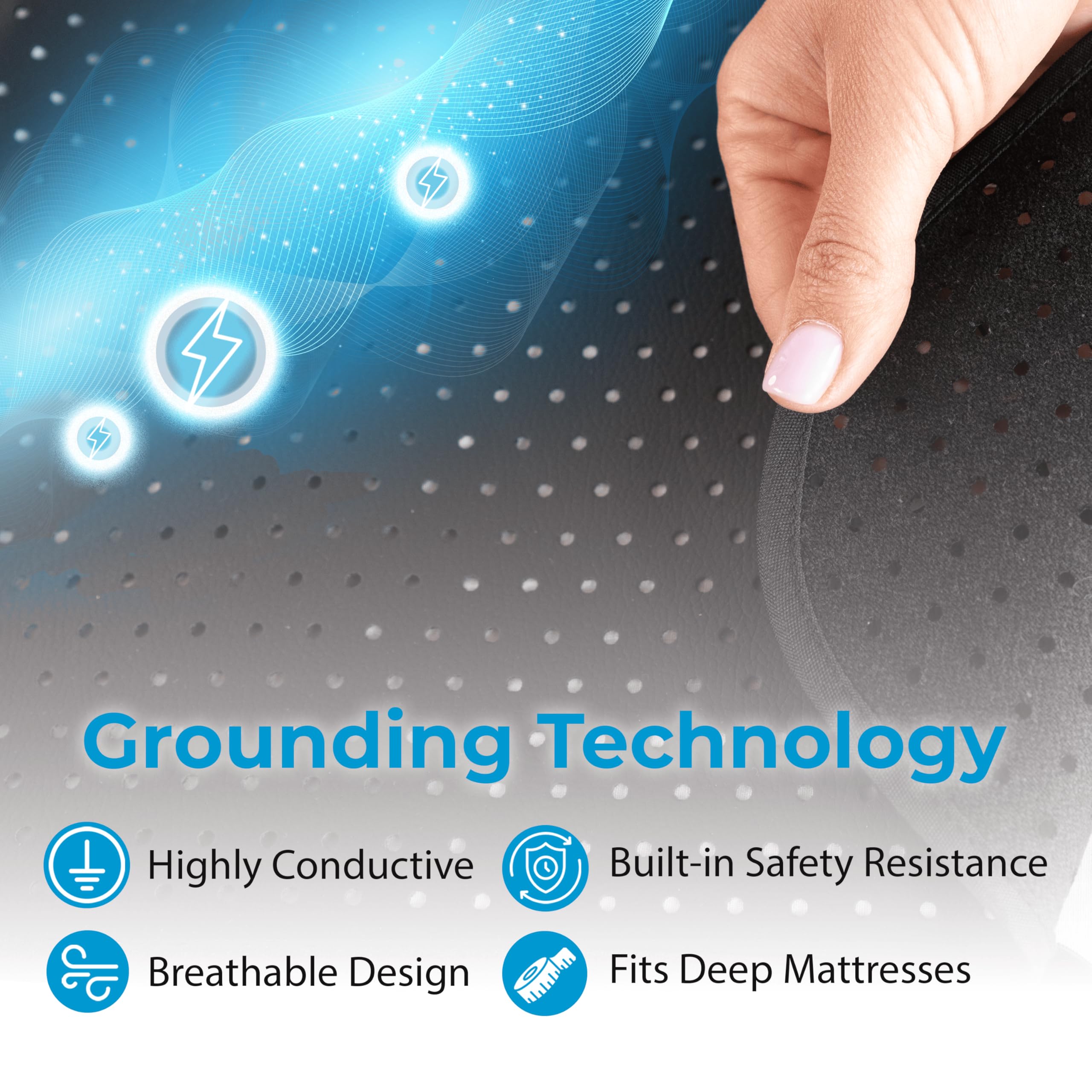 Premium Earth Grounding Mat for Sleeping (54x74in) - Full Body Grounding Sheet for Stress Relief & Inflammation Reduction - Queen Size Grounded Mattress Cover with 15ft Conductive Cord & Outlet Tester - Improve Sleep Quality & Wellness (Ideal for Home, Office, Yoga & Meditation)
