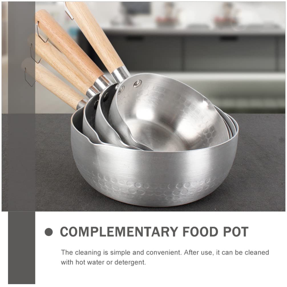DOITOOL Stainless Steel Snow Pan with Wood Handle - Japanese Style Sauce Pan, Milk Pan, Soup Pot for Cooking, Kitchen Cookware - Perfect for Making Sauces, Stews, and Soups at Home