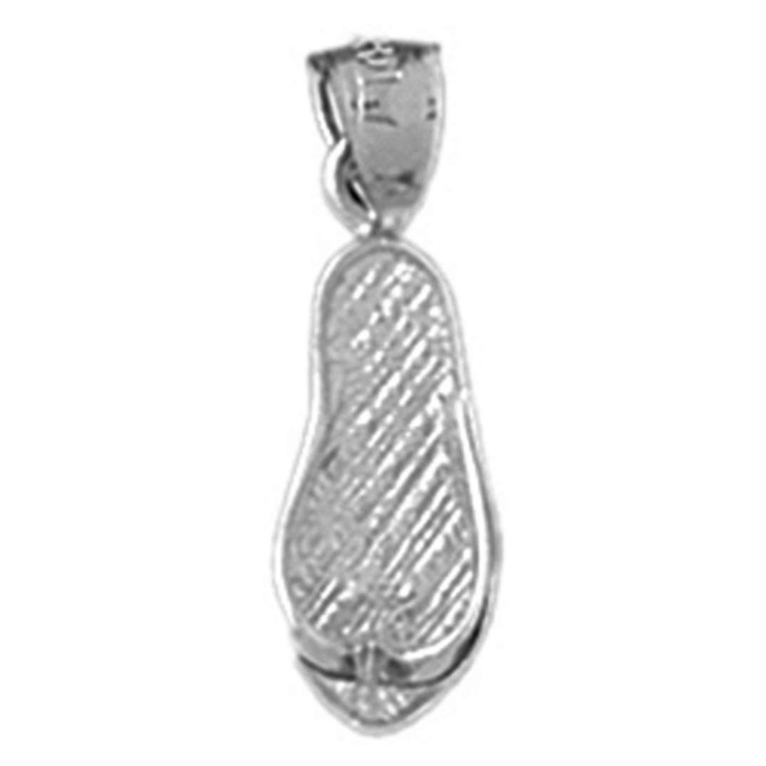 14K White Gold Flip Flop Pendant Necklace - 20mm Beach Jewelry for Women | Perfect for Summer Vacations, Pool Parties & Tropical Getaways