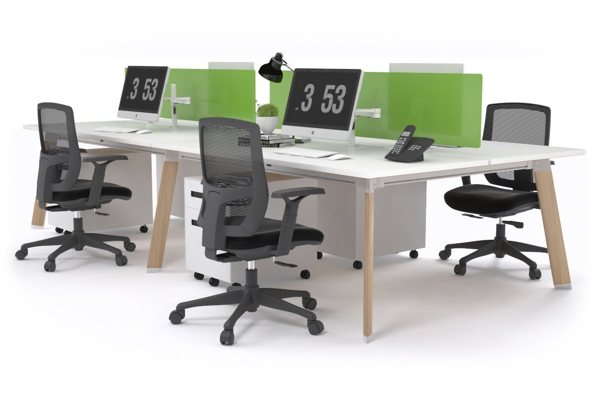 4-Person Workstation with Wood Imprint Frame - 1800L x 800W with Cable Management for Office & Home Workspace