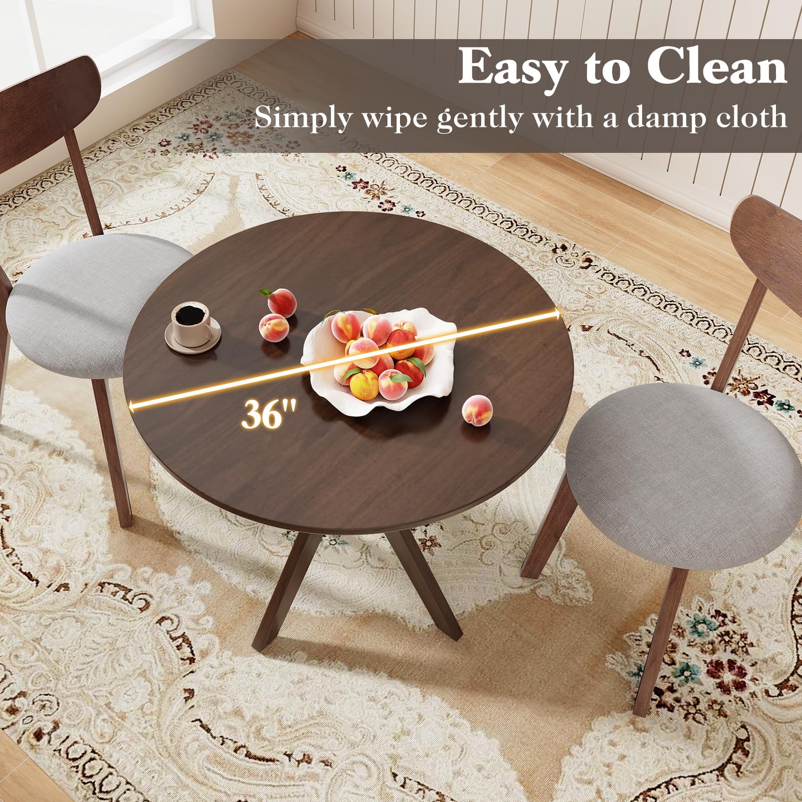 ERGOMASTER 2-Piece Dining Table Set - Compact Kitchen Table & Chairs for Small Spaces | Perfect for Dining Room, Kitchen, Café, Restaurant & Living Room | Ideal for Apartments, Breakfast Nooks & Cozy Dining