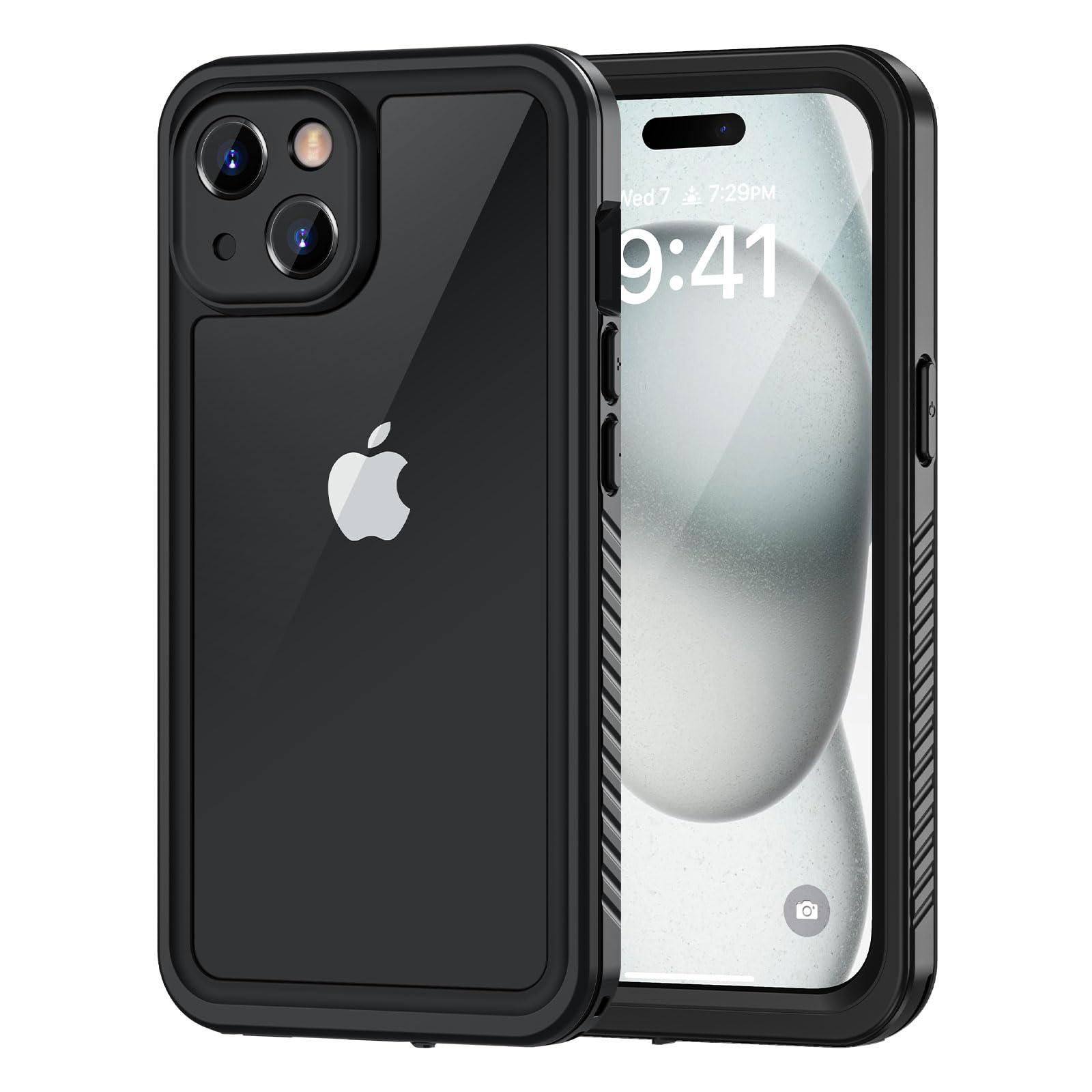 Lanhiem iPhone 15 Plus Case [6.7 inch] - IP68 Waterproof, Dustproof & Shockproof Protective Cover with Built-in Screen Protector | Full Body 360 Protection | Perfect for Outdoor Activities, Hiking & Extreme Sports (Black)