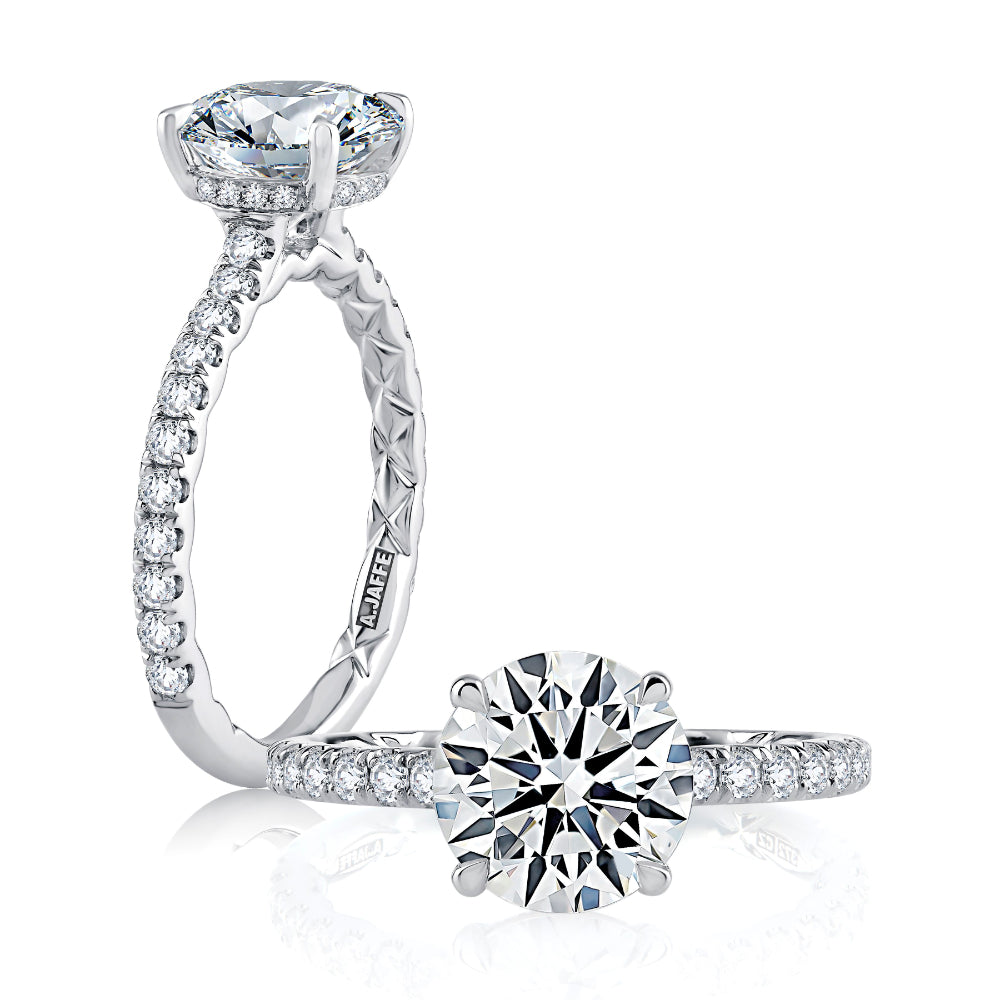 A. Jaffe 1 Carat Round Diamond Solitaire Engagement Ring - 14K White Gold Classic Wedding Band for Proposals & Anniversaries