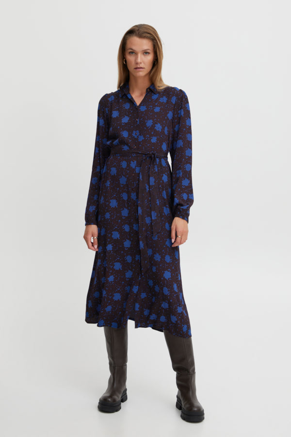 Cripsa Women's Casual Coffee Bean Print Dress - Comfortable & Stylish for Everyday Wear, Office, and Outings