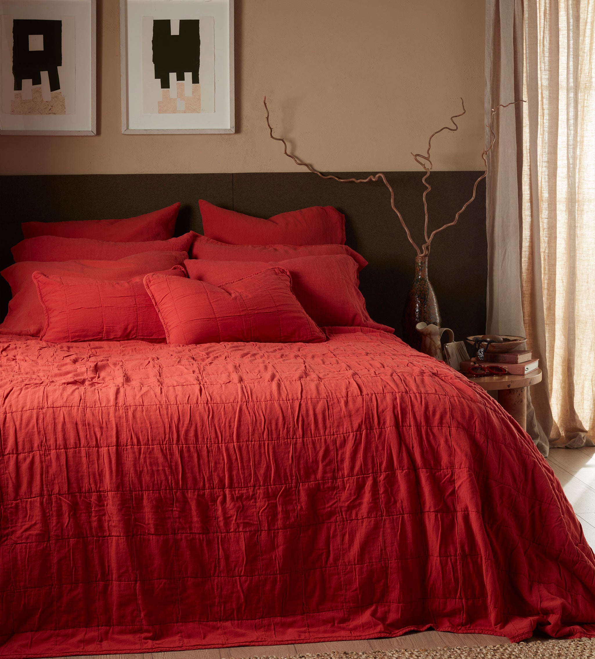 Premium 100% Cotton Quilted Cushion Cover - Soft & Durable Paprika Finn Design for Sofa, Bed & Home Decor