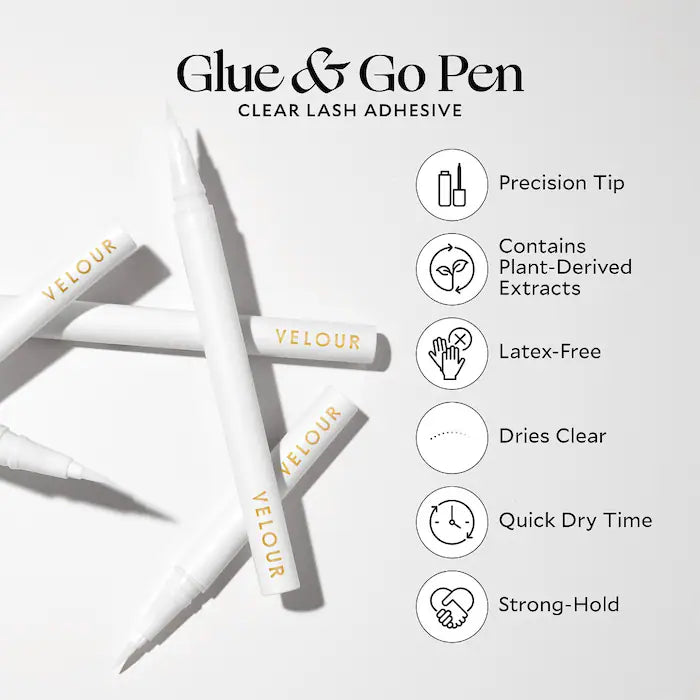 Velour Lashes Glue & Go Pen - False Eyelash Adhesive for Easy Application, Long-Lasting Hold | Perfect for Daily Wear, Special Occasions & Makeup Artists