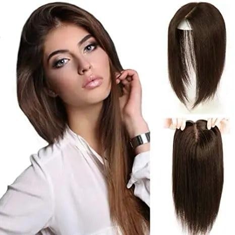 Natural 22-Inch Women's Hair Topper | Invisible Seamless Clip-In Hair Extension for Thinning Hair & Volume Boost (Brown) – Perfect for Daily Wear, Special Occasions & Confidence Boost